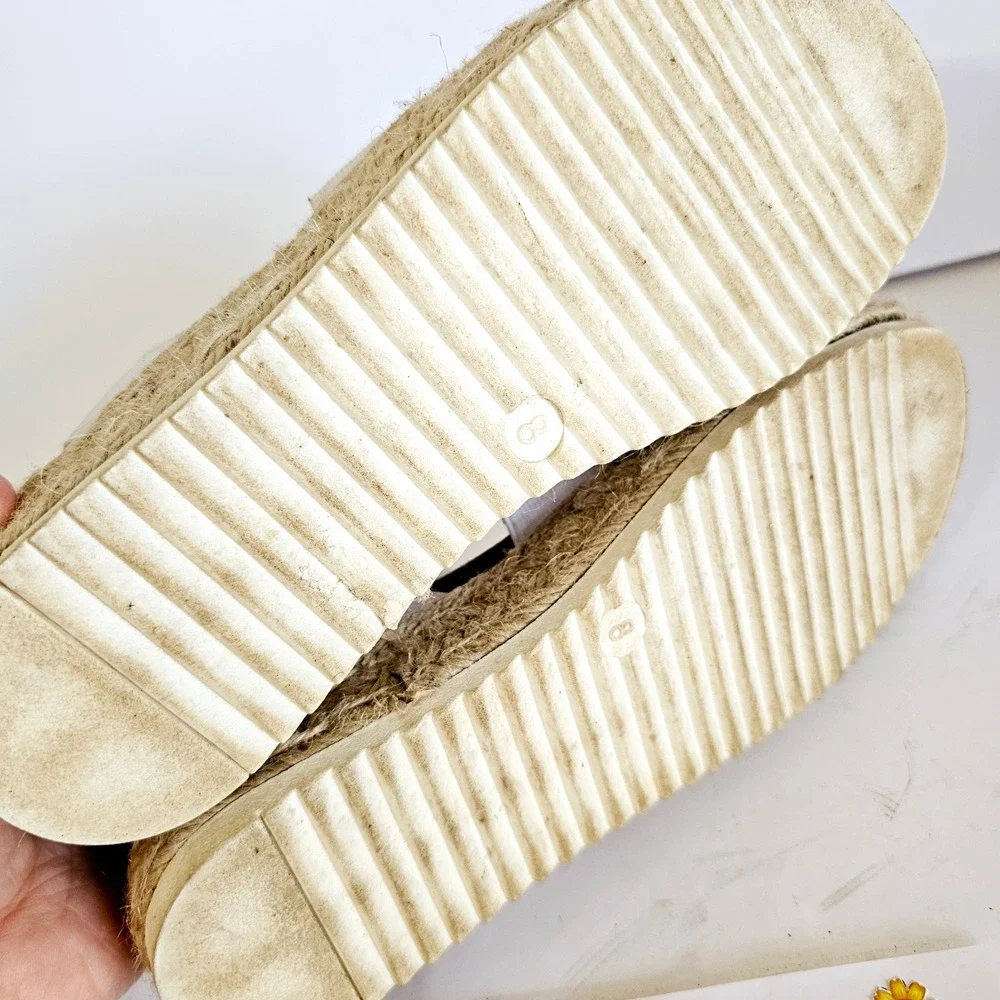 Cushionaire Womens Mandy Cork Espadrille Platform Sandal Stretchy Sz 8 - Sh434.2